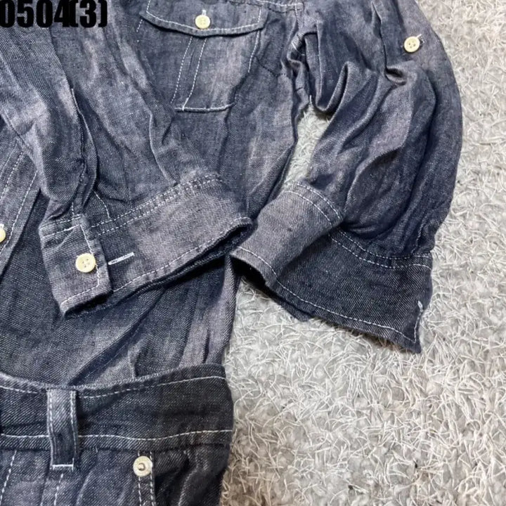 [BUNJANG] Vintage Denim Rolled-Up Jumpsuit / 빈티지 데님 롤업 점프수트