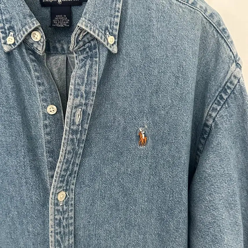 [BUNJANG] Polo Denim Cotton Shirt / 폴로 데님코튼셔츠