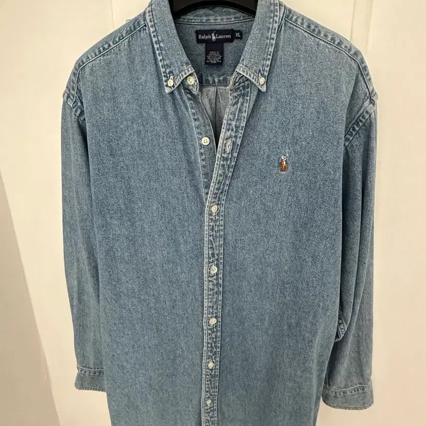[BUNJANG] Polo Denim Cotton Shirt / 폴로 데님코튼셔츠