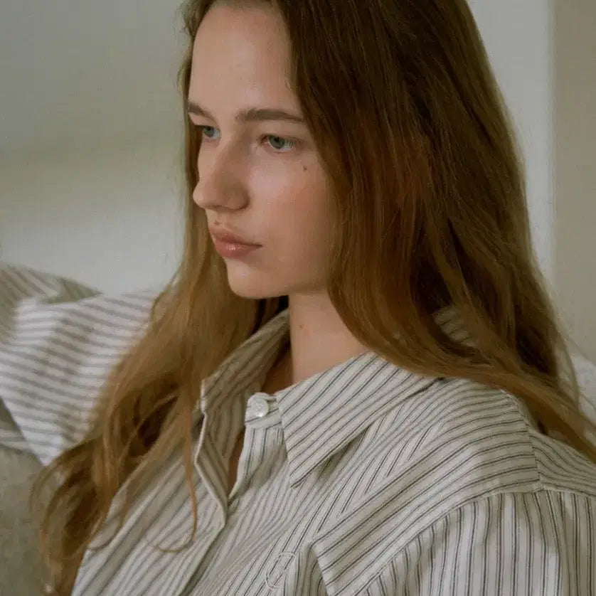 [BUNJANG] URAGO Striped Cotton Shirt Ivory One Size / 유라고 스트라이프 셔츠
