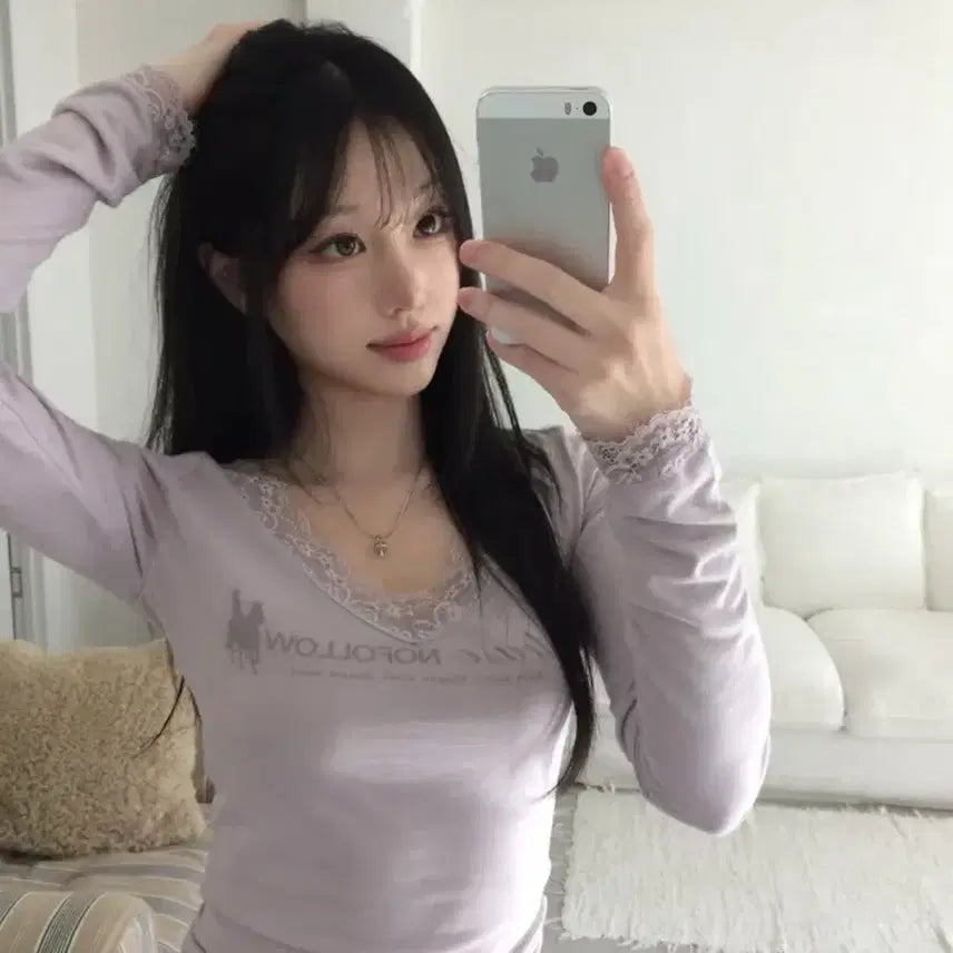 [BUNJANG] Please No Follow Cain Lace Long Sleeve Top / (새상품, 택O) 플리즈노팔로우 케인 레이스 롱슬리브 탑
