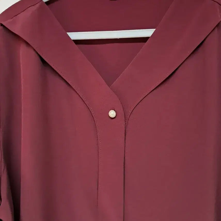 [BUNJANG] Wine Red Shirt Blouse - Size 105 / 와인색 셔츠형 블라우스 105