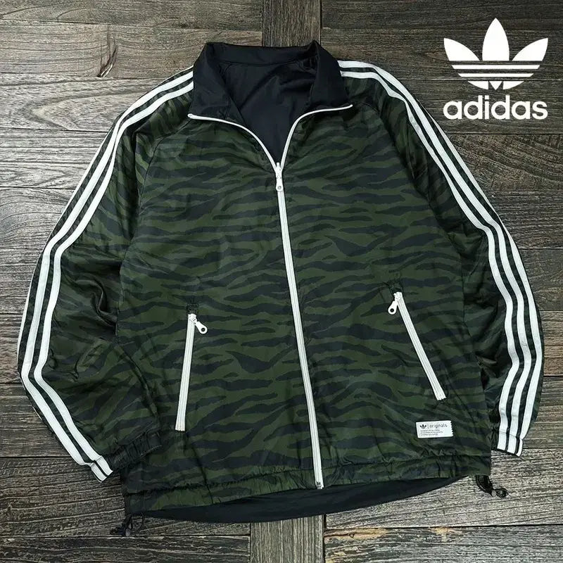 [BUNJANG] Adidas Reversible Tiger Camo Windbreaker Jacket / 아디다스 리버시블 양면 타이거 카모 바람막이 자켓 M20376