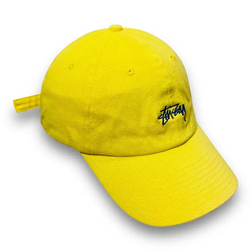 [BUNJANG] Stussy Small Logo Yellow Cotton Baseball Cap / 스투시 스몰 로고 병아리 스트릿 빈티지 볼캡