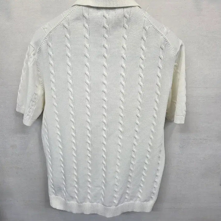 [BUNJANG] Hazzys Blue Iconic Cable Knit Short Sleeve Polo Shirt 110 / 헤지스 블루 아이코닉 꽈배기 케이블 니트 카라반팔 110