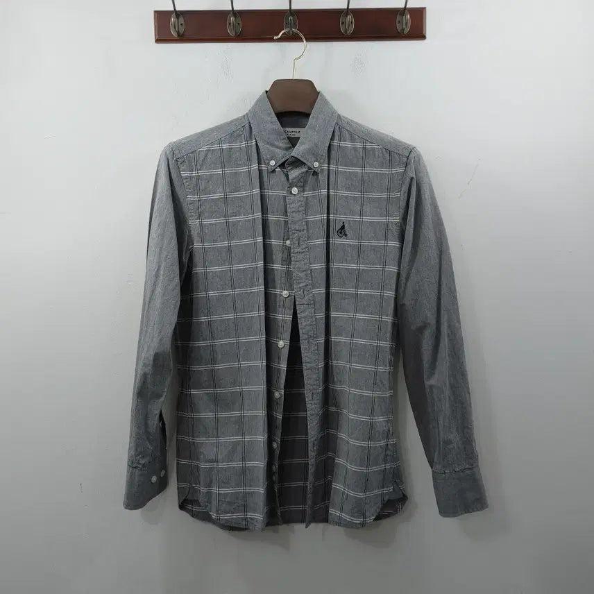 [SOLD OUT] L 빈폴 남성 그레이 체크 간절기 긴팔 셔츠 남방