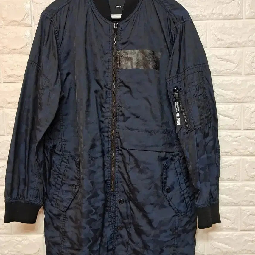 [BUNJANG] EVISU Camo Long Bomber Jacket FREE / EVISU 카모 롱 항공 점퍼 FREE