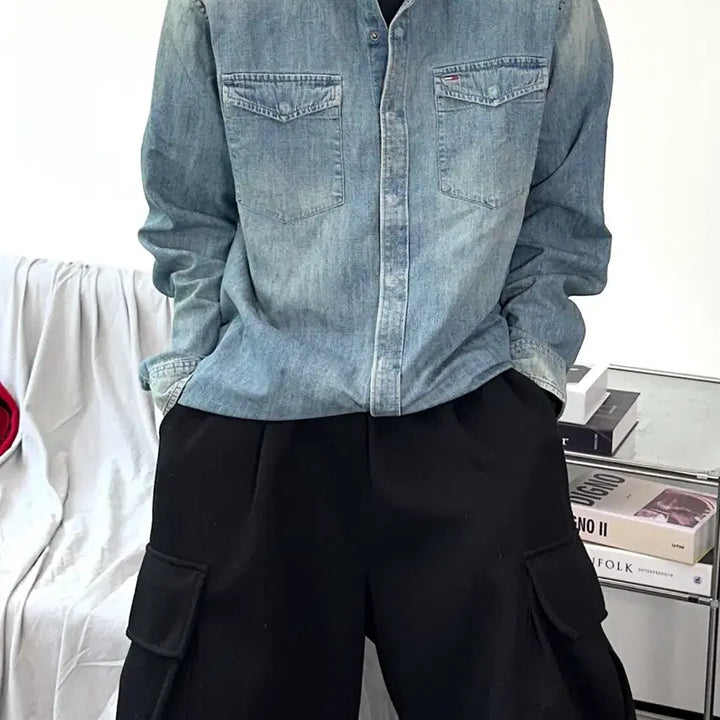 [BUNJANG] Tommy Hilfiger Washed Denim Shirt XL / 타미 힐피거 워싱 데님 셔츠 XL