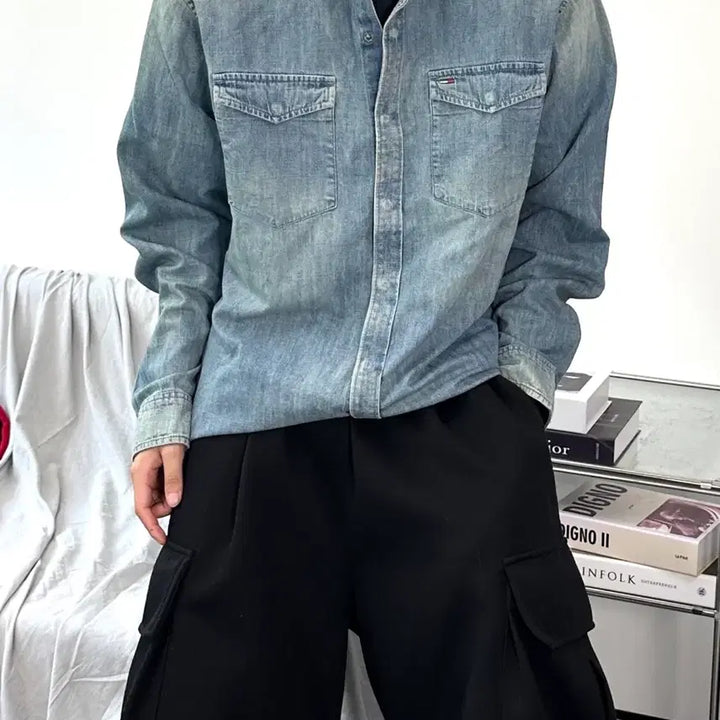 [BUNJANG] Tommy Hilfiger Washed Denim Shirt XL / 타미 힐피거 워싱 데님 셔츠 XL