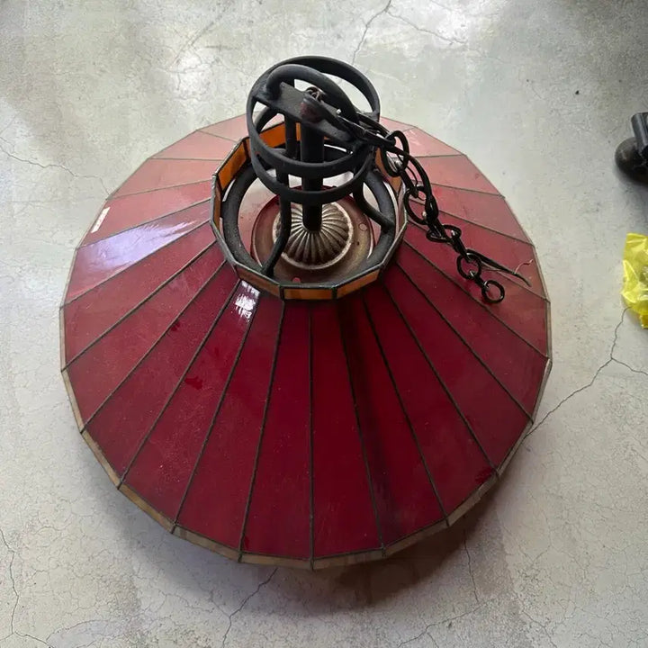 [BUNJANG] Italian Antique Stained Glass Chandelier / 이태리 엔틱 스테인드글라스 조명 샹들리에