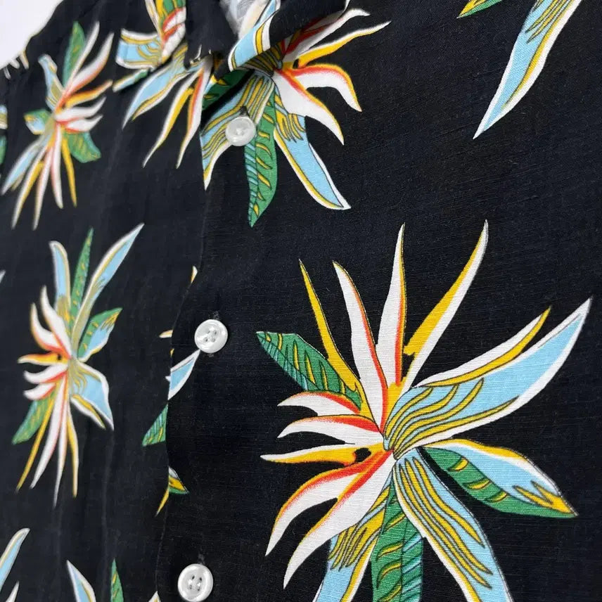 [BUNJANG] Vintage Linen Blend Hawaiian Short Sleeve Shirt / 빈티지 린넨 블렌디드 하와이안 반팔 셔츠 빈티지 만원샵