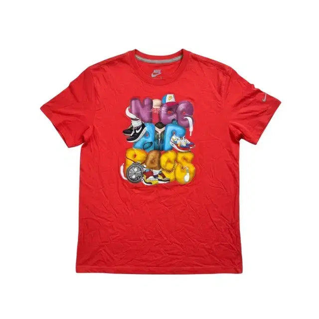 [BUNJANG] Nike Printing Short Sleeve T-Shirt Red L / NIKE 나이키 프린팅 반팔 티 레드 L