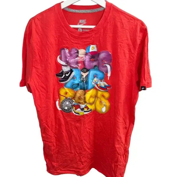 [BUNJANG] Nike Printing Short Sleeve T-Shirt Red L / NIKE 나이키 프린팅 반팔 티 레드 L