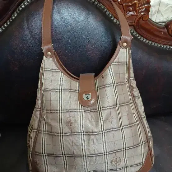 [BUNJANG] Ferrari Checkered Shoulder Tote Bag / 페라리체크무늬 숄더백 토트백 가방