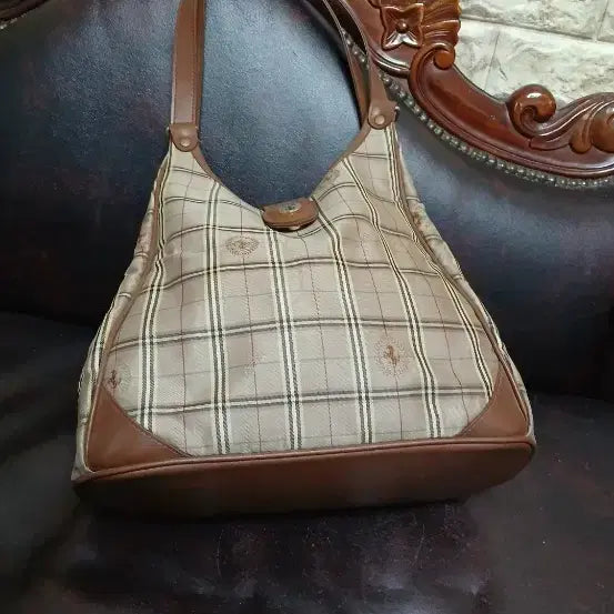 [BUNJANG] Ferrari Checkered Shoulder Tote Bag / 페라리체크무늬 숄더백 토트백 가방