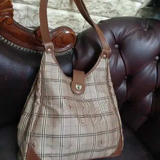 [BUNJANG] Ferrari Checkered Shoulder Tote Bag / 페라리체크무늬 숄더백 토트백 가방