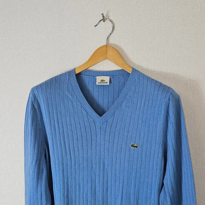 [BUNJANG] Lacoste Lightweight Silk V-Neck Long Sleeve Knit Top Size 5 (105) / 라코스테 경량 실크 브이넥 니트 긴팔티셔츠 롱슬리브 5 (105)