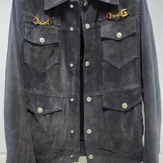 [BUNJANG] Dolce &amp; Gabbana Gold Buckle Suede Oil Washed Jacket / 돌체앤가바나(Dolce &amp; Gabbana)의 금장 스웨이드 오일워싱 자켓