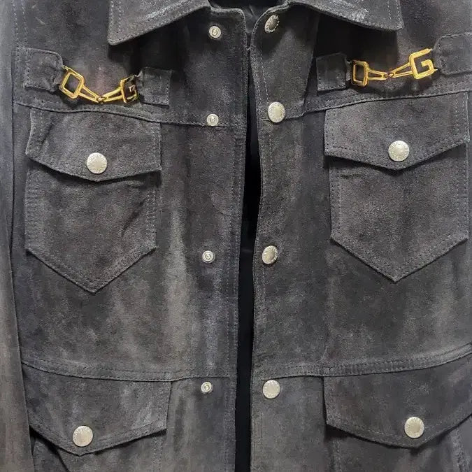 [BUNJANG] Dolce &amp; Gabbana Gold Buckle Suede Oil Washed Jacket / 돌체앤가바나(Dolce &amp; Gabbana)의 금장 스웨이드 오일워싱 자켓