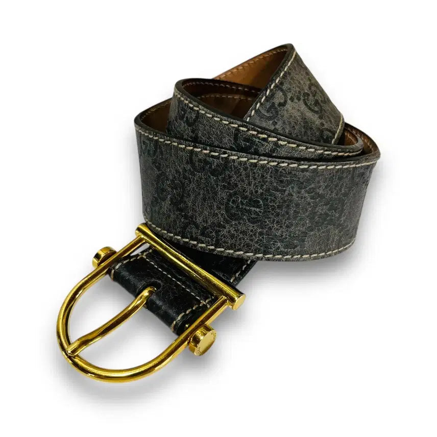 [BUNJANG] Gucci Monogram Leather Belt Gray / Gucci Monogram belt in gray leather