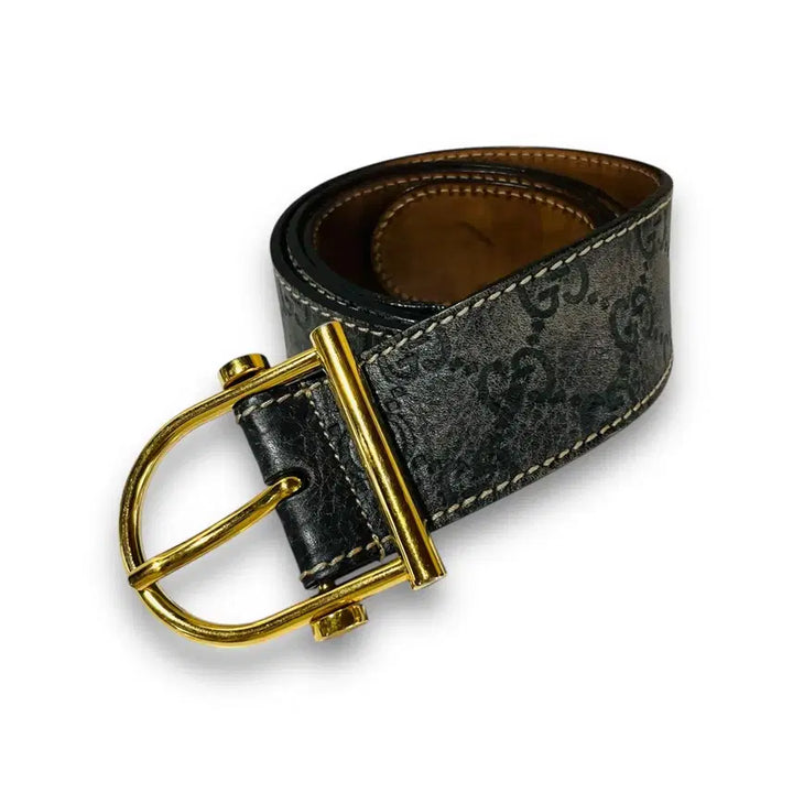 [BUNJANG] Gucci Monogram Leather Belt Gray / Gucci Monogram belt in gray leather