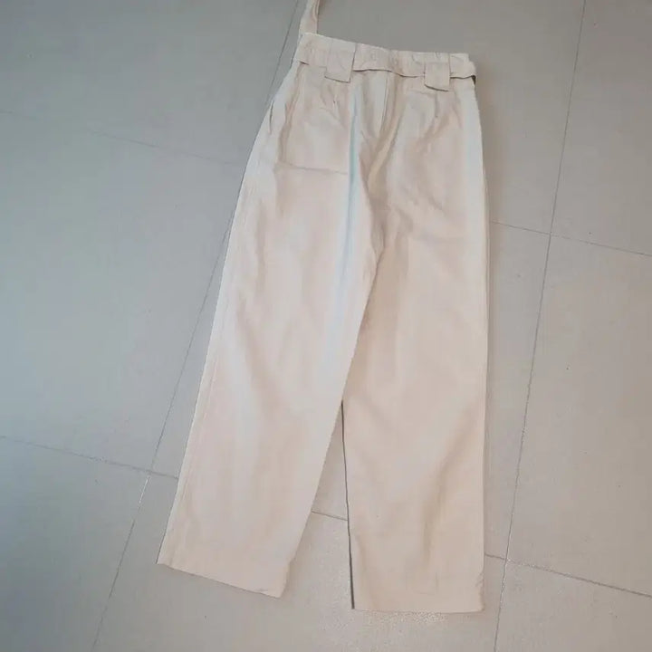 [BUNJANG] ORR Beige Belt Cotton Wide Pants M / 오르 베이지 벨트 코튼 와이드 팬츠 M