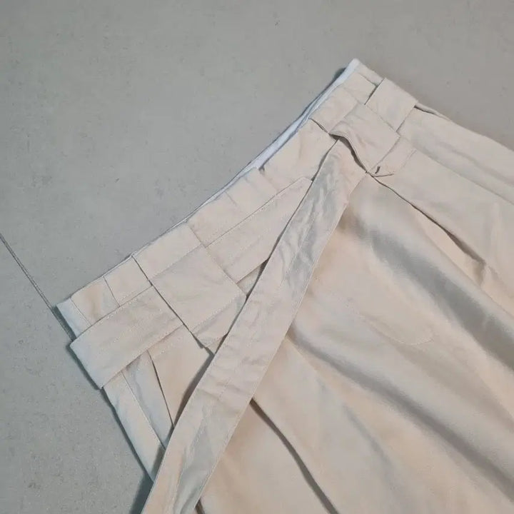 [BUNJANG] ORR Beige Belt Cotton Wide Pants M / 오르 베이지 벨트 코튼 와이드 팬츠 M