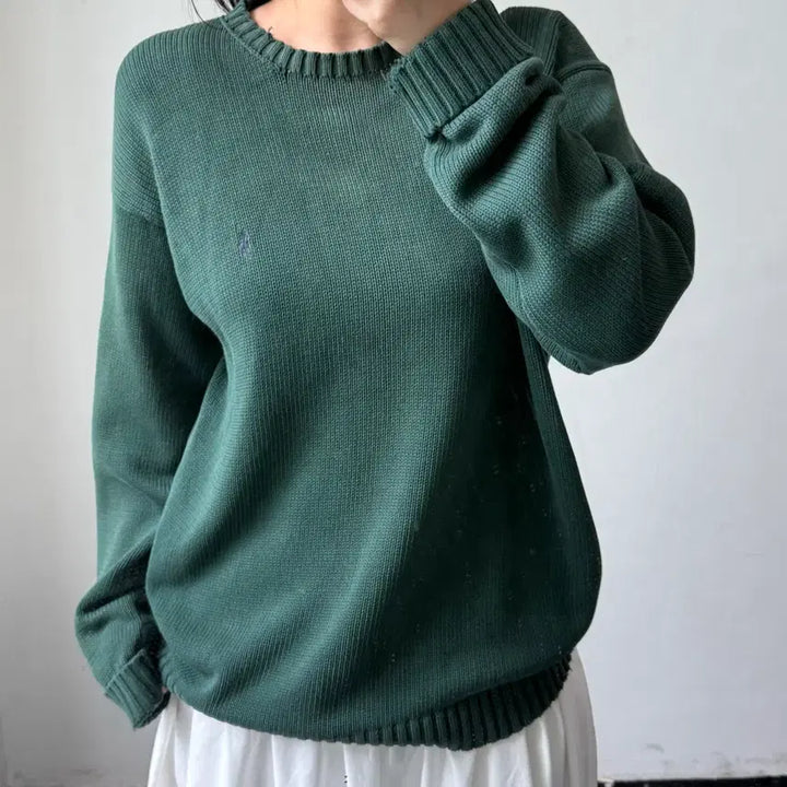 [BUNJANG] Polo Ralph Lauren Green Cotton Knit Sweater / [L] 폴로 랄프로렌 그린 코튼 니트