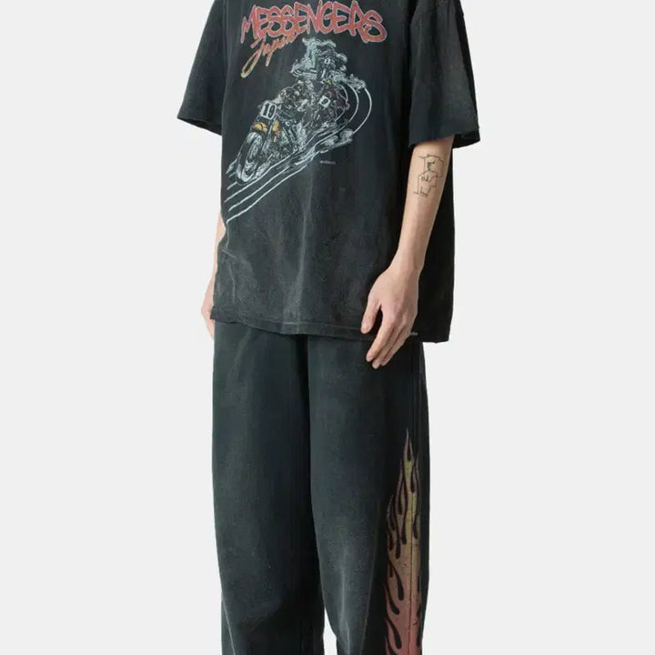 [BUNJANG] KAMIYA Skull Flame Sweatpants M / [M] 카미야(KAMIYA) 스컬 플레임 스웻팬츠