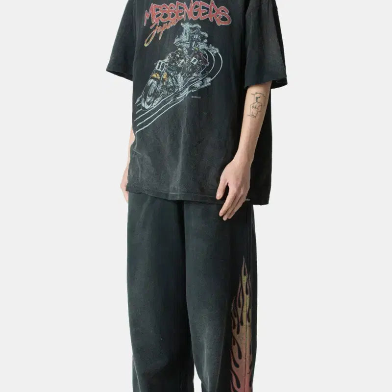 [BUNJANG] KAMIYA Skull Flame Sweatpants M / [M] 카미야(KAMIYA) 스컬 플레임 스웻팬츠