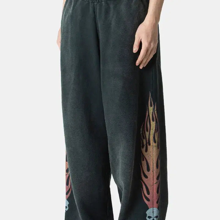 [BUNJANG] KAMIYA Skull Flame Sweatpants M / [M] 카미야(KAMIYA) 스컬 플레임 스웻팬츠