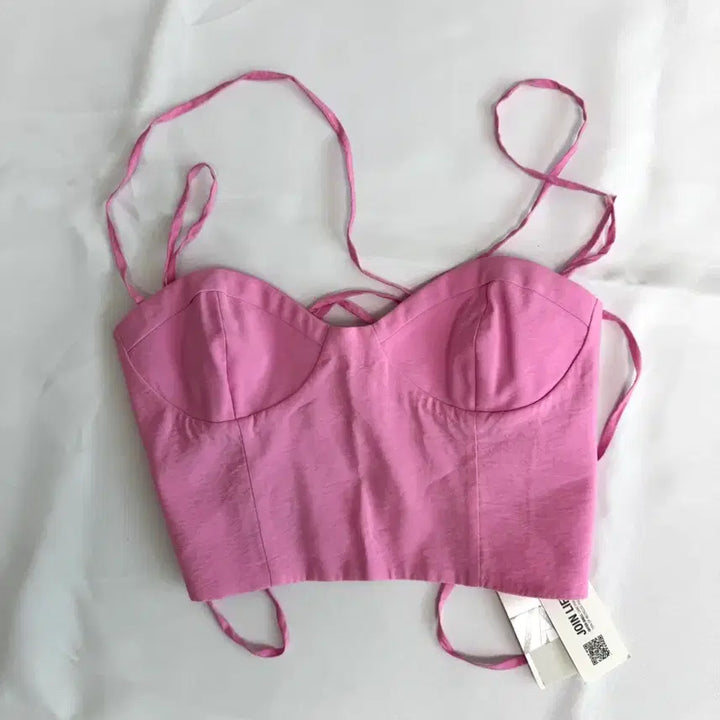 [BUNJANG] Zara Pink Corset Crop Top / 자라) 핑크 코르셋 크롭 탑 (택 있음)