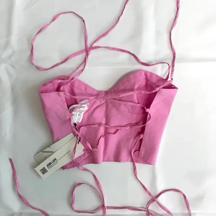 [BUNJANG] Zara Pink Corset Crop Top / 자라) 핑크 코르셋 크롭 탑 (택 있음)