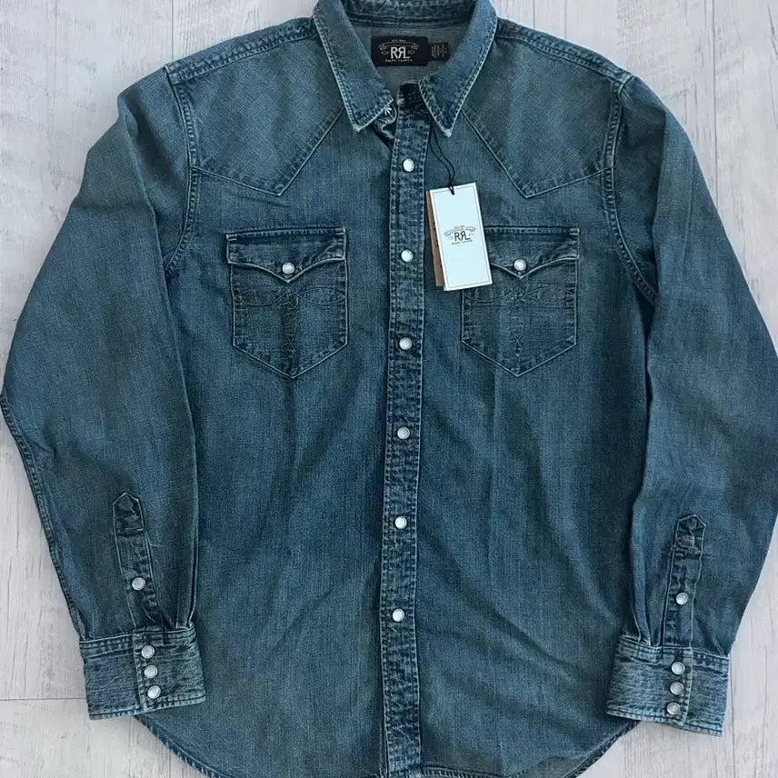 [BUNJANG] RRL Dark Wash Denim Western Shirt L / RRL 데님 웨스턴 셔츠 다크워시 L 새상품