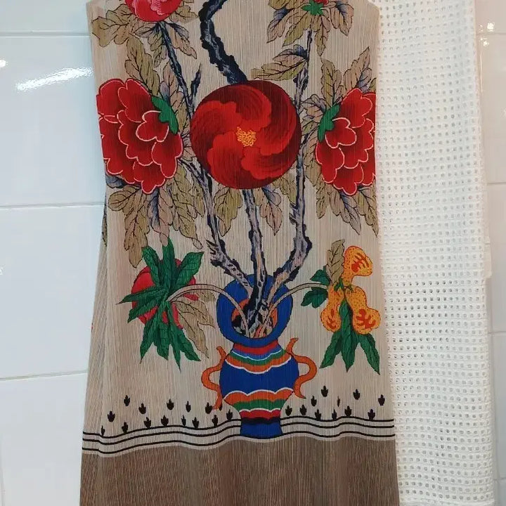 [BUNJANG] Pleated Flower Pattern Long Dress / 플리츠 플라워 패턴 롱 원피스 F