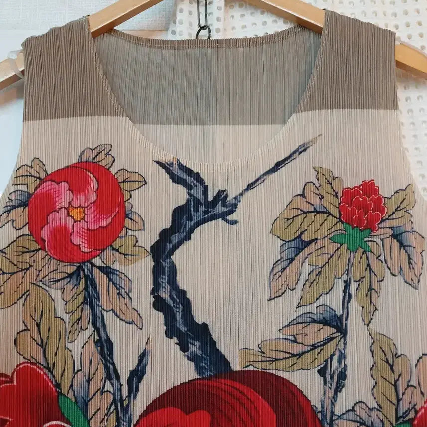[BUNJANG] Pleated Flower Pattern Long Dress / 플리츠 플라워 패턴 롱 원피스 F