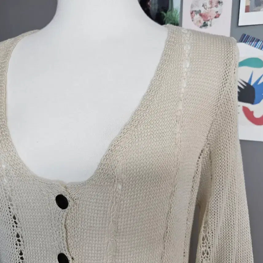 [BUNJANG] Ivory Long Knit Cardigan / 아이보리 롱 니트 가디건 바선생