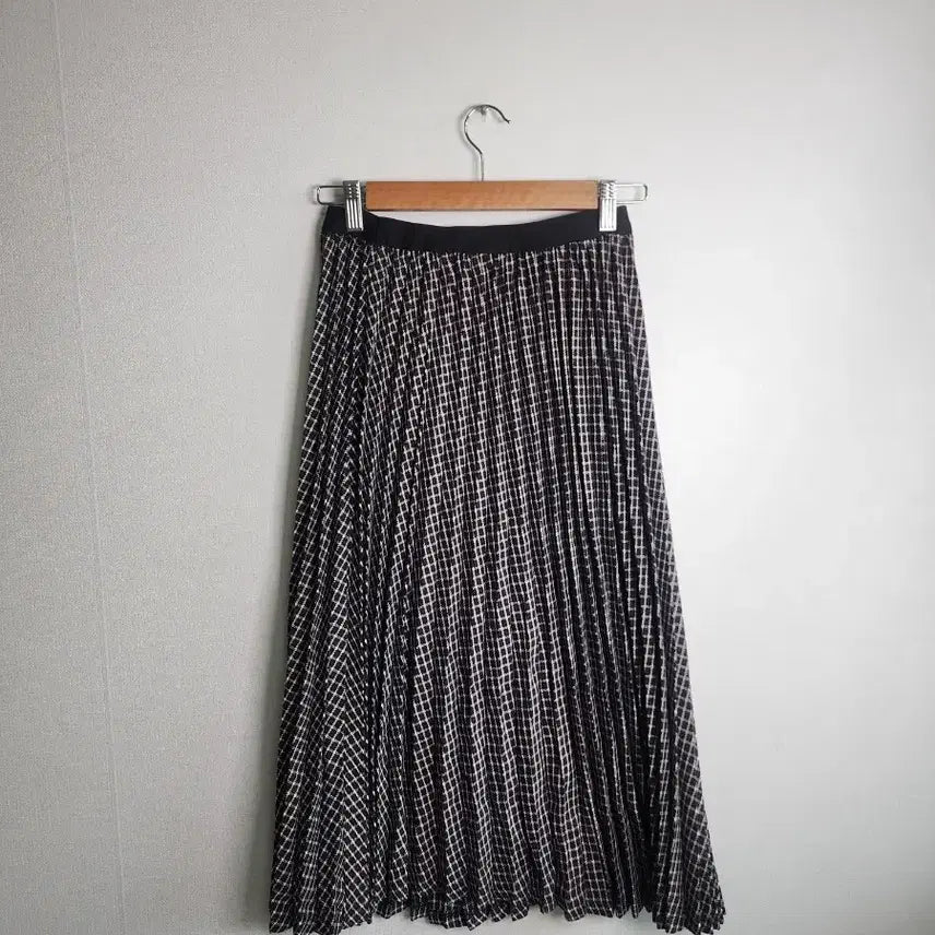 [BUNJANG] 8 Seconds Check Pleats Long Skirt / 8세컨즈 체크 플리츠 롱 스커트 F