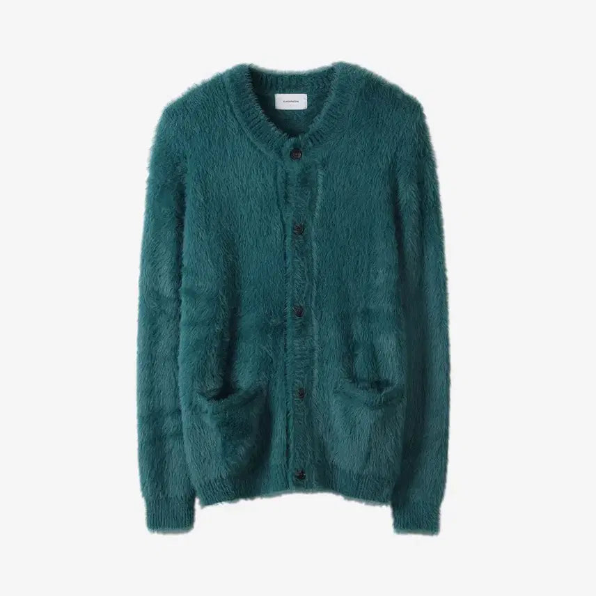 [BUNJANG] Customellow Hairy Round Neck Cardigan Blue 95 / 커스텀멜로우 헤어리 라운드 넥 가디건 블루 95