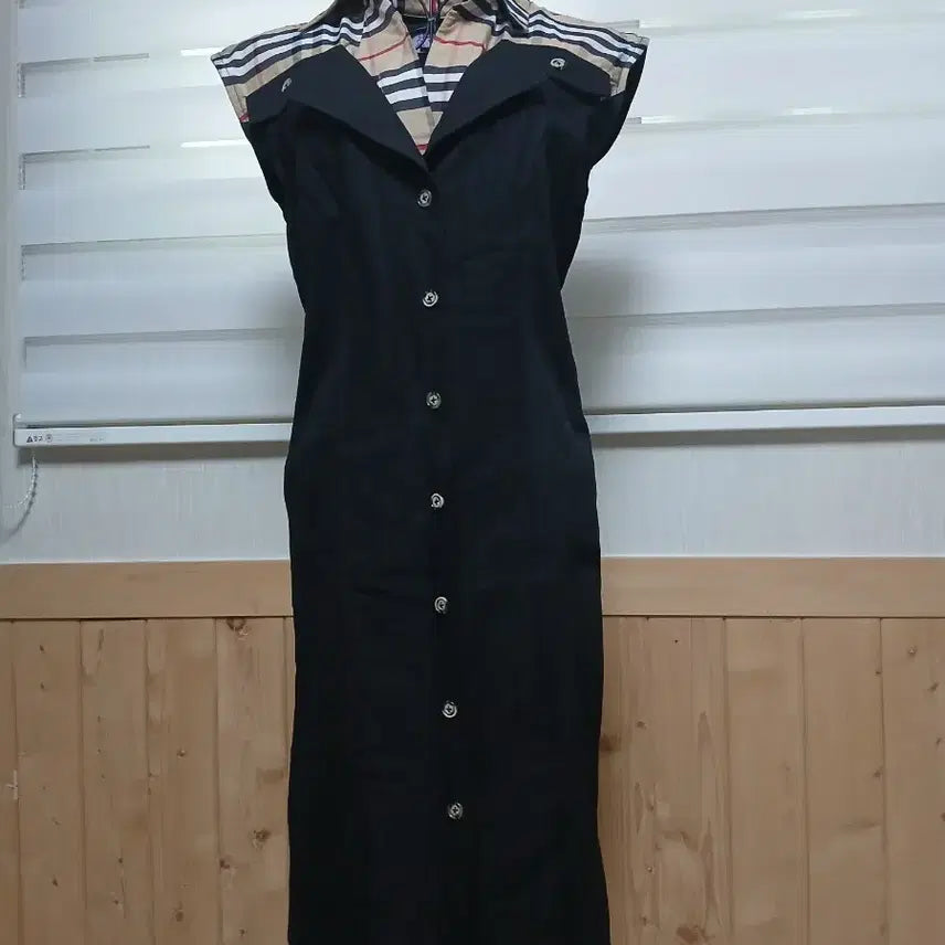 [BUNJANG] Black Check Collar Mini Dress / 체크 카라 블랙 원피스 (새상품) s사이즈