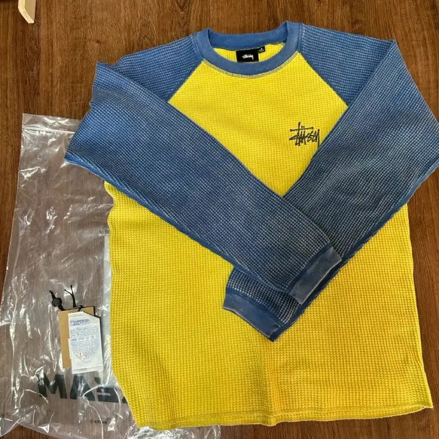 [BUNJANG] Stussy Basic Stussy Thermal Two-Tone Long Sleeve T-Shirt Yellow / [S] 스투시 베이직 스투시 써멀 투톤 롱슬리브 티셔츠 옐로우