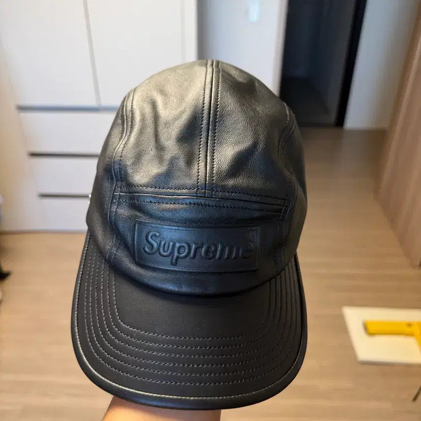 [BUNJANG] Supreme GORE-TEX Leather Camp Cap Black 22SS / 슈프림 고어텍스 레더 캠프캡 블랙 - 22SS