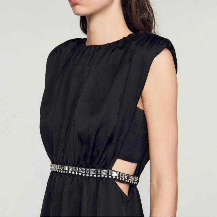 [BUNJANG] Sandro Crystal Embellished Satin Long Dress / SANDRO 산드로 신상 크리스탈 새틴 롱 원피스 55