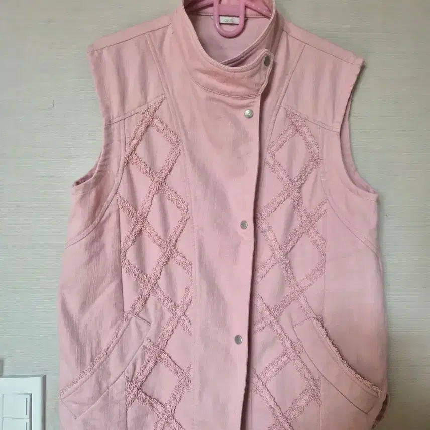[BUNJANG] Pink Denim Jacket Vest / 핑크 데님 조끼 자켓 스타일