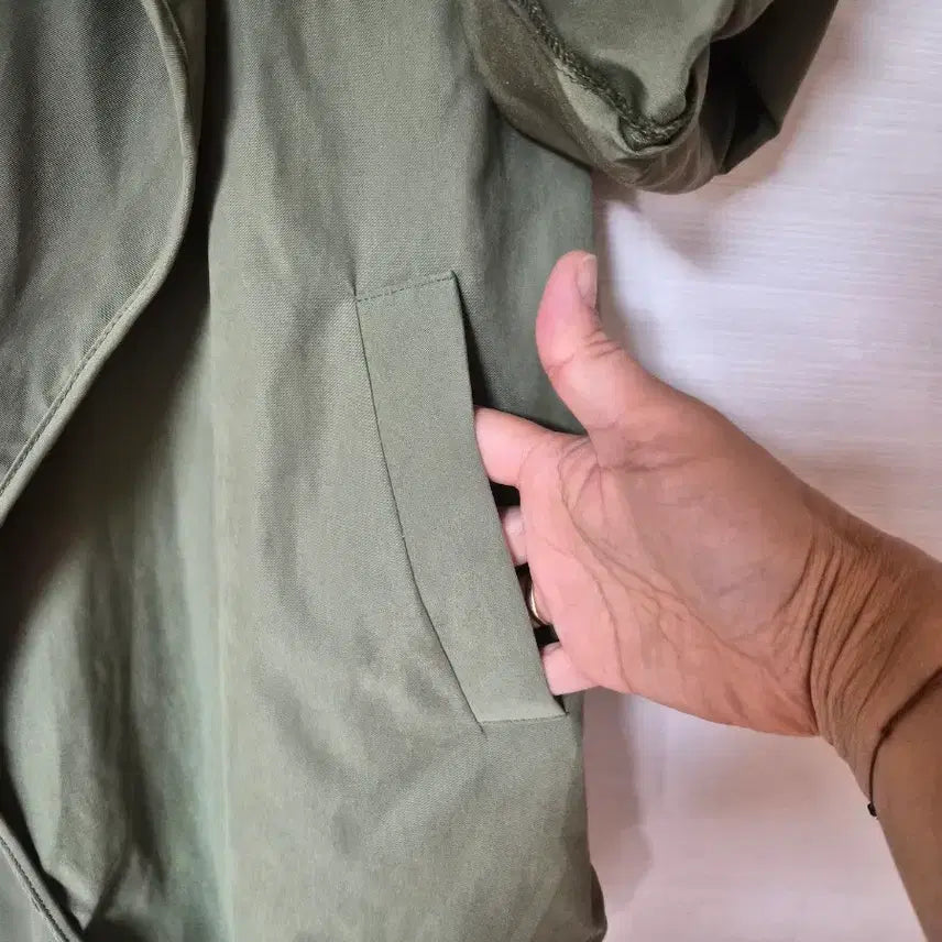 [BUNJANG] Khaki Roll-up Trench Coat Mid-Season Outerwear / 카키색 롤업 트렌치 코트 간절기 아우터