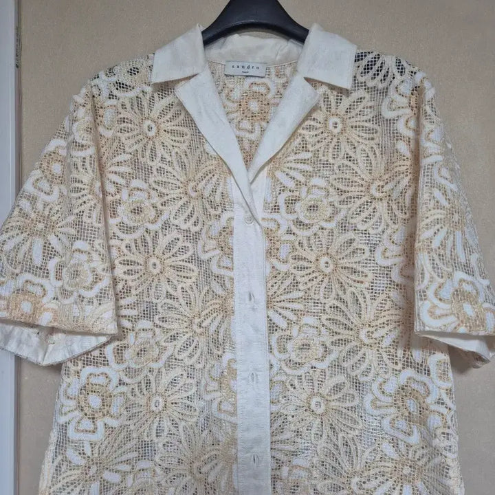 [BUNJANG] Sandro Punchwork Embroidery Shirt / 산드로 펀칭자수 셔츠