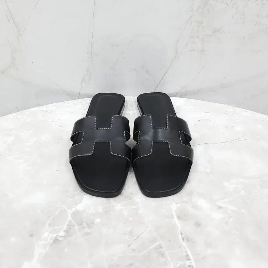 [BUNJANG] Hermes Black Oran Sandals Slippers 37.5 / 37.5 / 에르메스 블랙 오란 샌들 슬리퍼