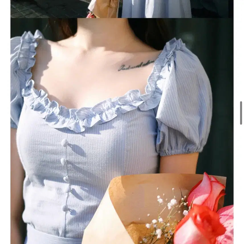 [SOLD OUT] 밀크코코아 제작 스트라이프 퍼프 블라우스