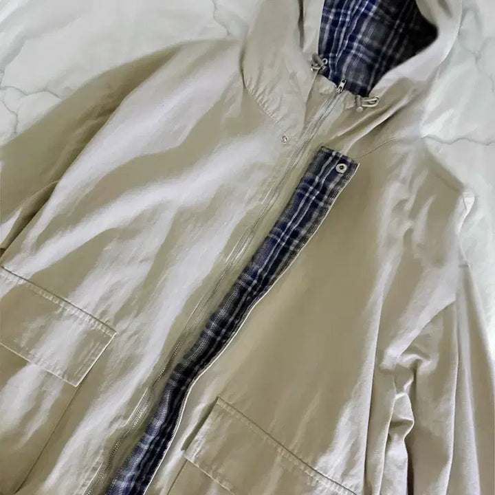 [SOLD OUT] 원가이하) 에이블리 체크배색 스트링 후드야상 집업 점퍼 판매