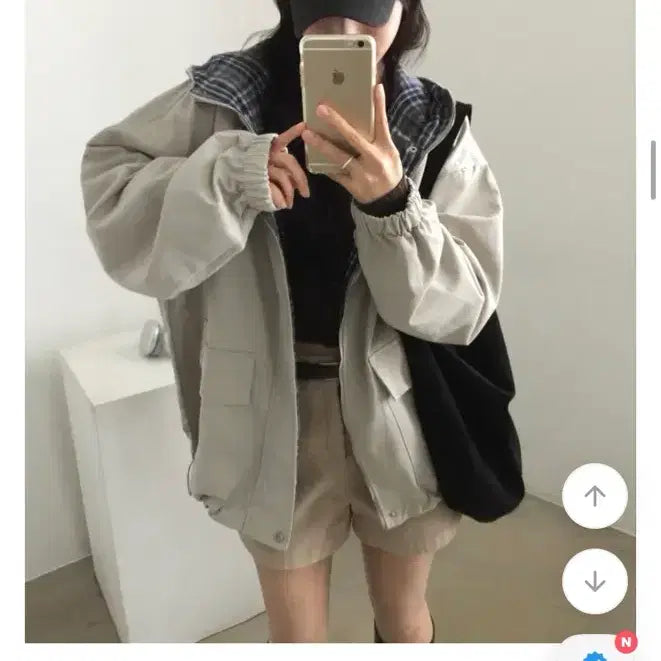 [SOLD OUT] 원가이하) 에이블리 체크배색 스트링 후드야상 집업 점퍼 판매